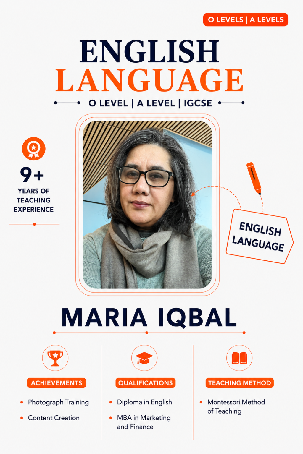 Maria Iqbal — O Levels | A Levels teacher at The Class
