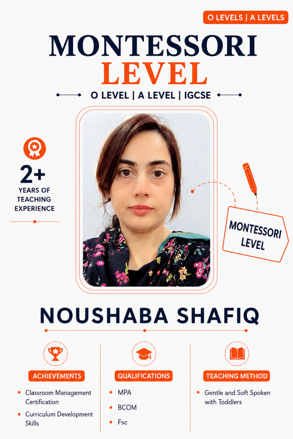 Noushaba Shafiq — Pre School teacher at The Class